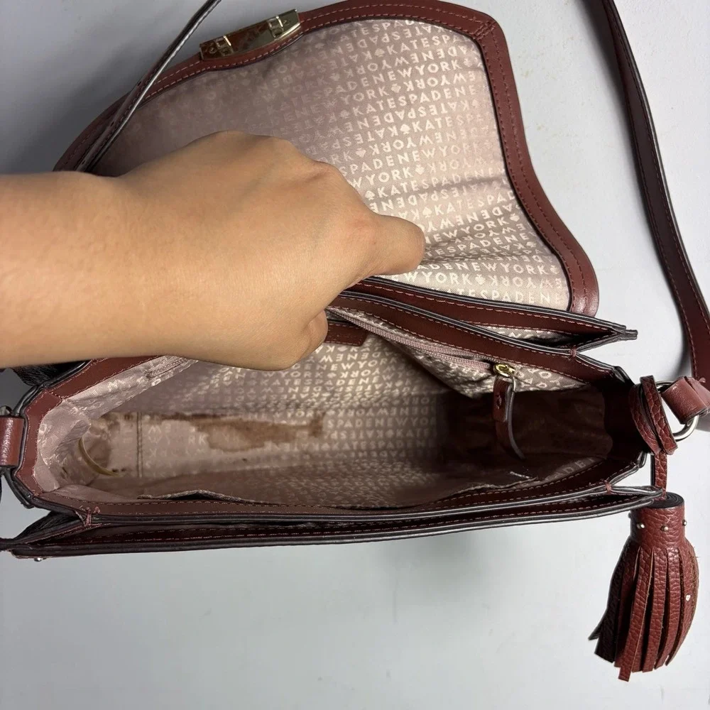 Kate Spade West Street Kenway Crossbody Bag Pebbled Leather Port Brown Studded
